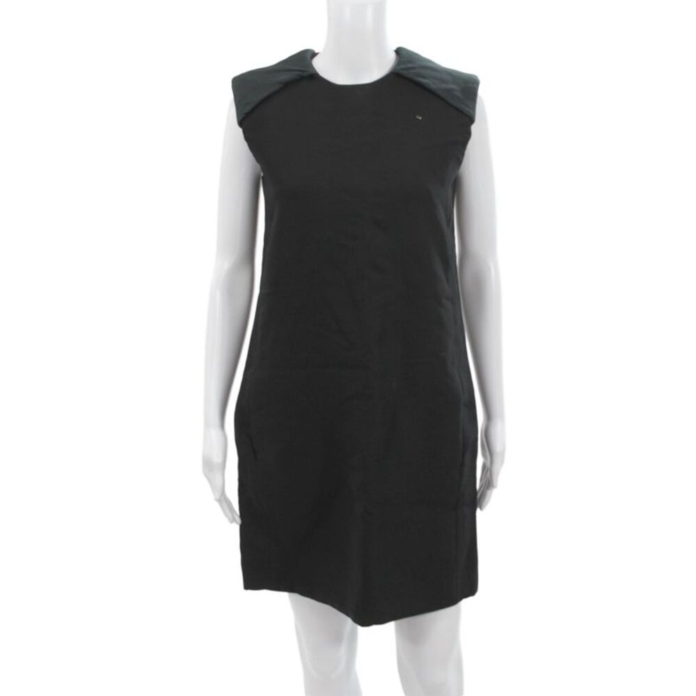 Celine Womens Black Sleeveless Shift Dress Wool Silk Viscose Zip Size 38